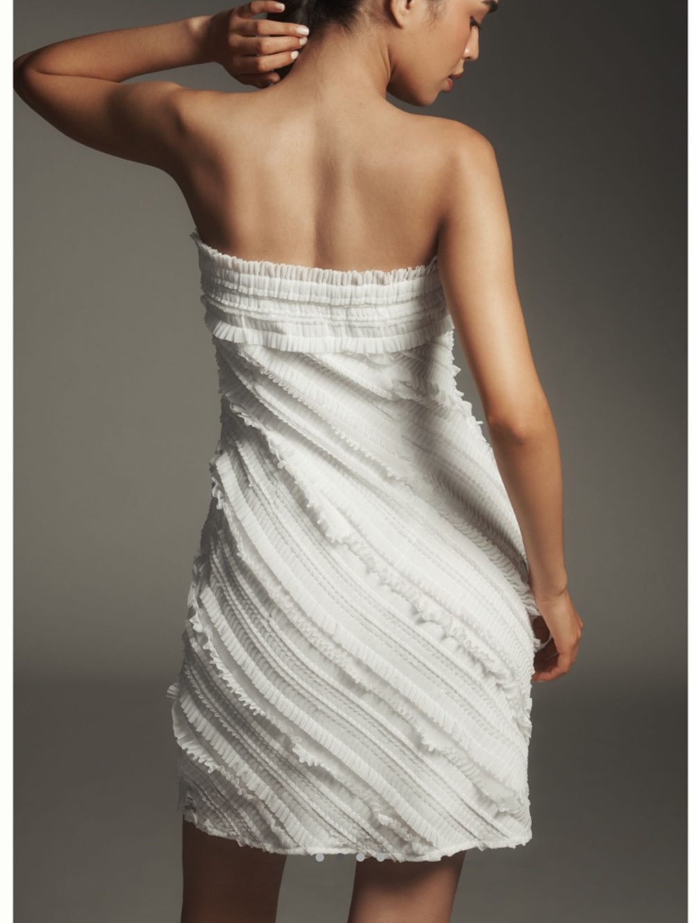Anthropologie Endless Rose Strapless Mini Dress Textured Fitted New Small White